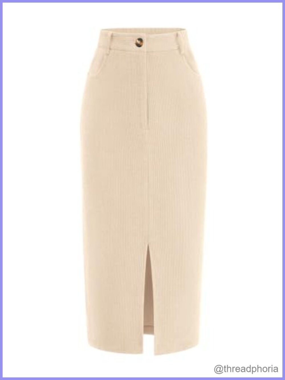 Corduroy Pencil Skirt High Waisted Midi with Slit Pockets Wear to Work